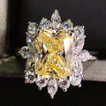 CAOSHI Women's Luxury Jewelry Zircon Ring Silver Plated Flower Shaped Zircon Engagement Wedding Romantic Gemstone Rings Women CZ