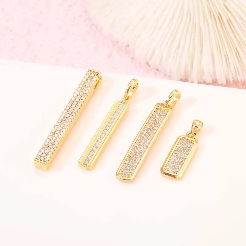 New Arrival Personalized 14K Gold Plated Cubic Zirconia Bar Necklace Pendant for Jewelry