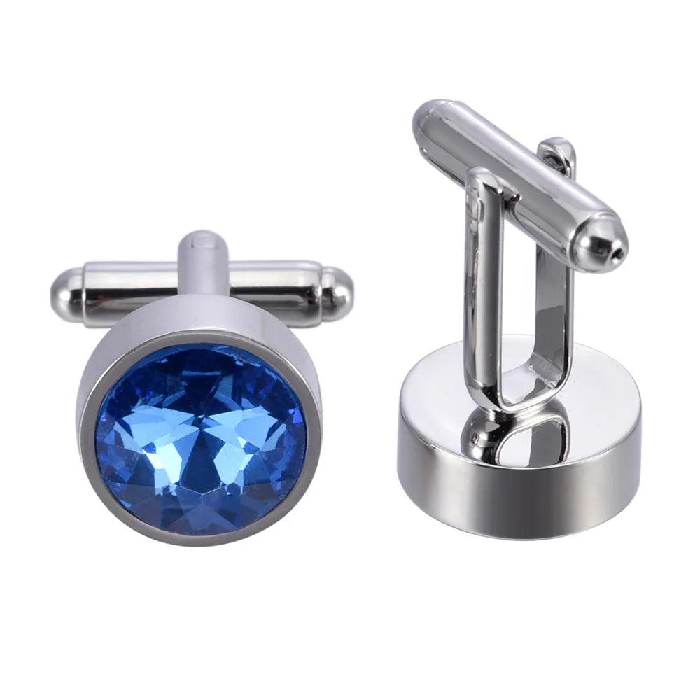 Wholesale Color Crystal Diamond Elegant Cufflinks Custom Mens Suit Shirt Fashion Accessory Wedding Tuxedo Trendy Jewelry Gift