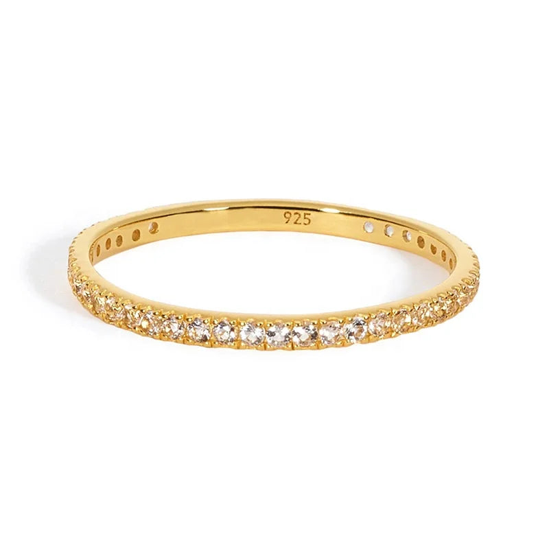 Milskye 14k Gold Plated Fine Classic Fashion Jewelry 925 Silver Pave Cubic Zirconia Stacking Ring