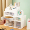 Stackable Plastic Storage Drawers Double Desktop Stationery Organizer for Office Sundries Living Room Clear Storage Box Sundries