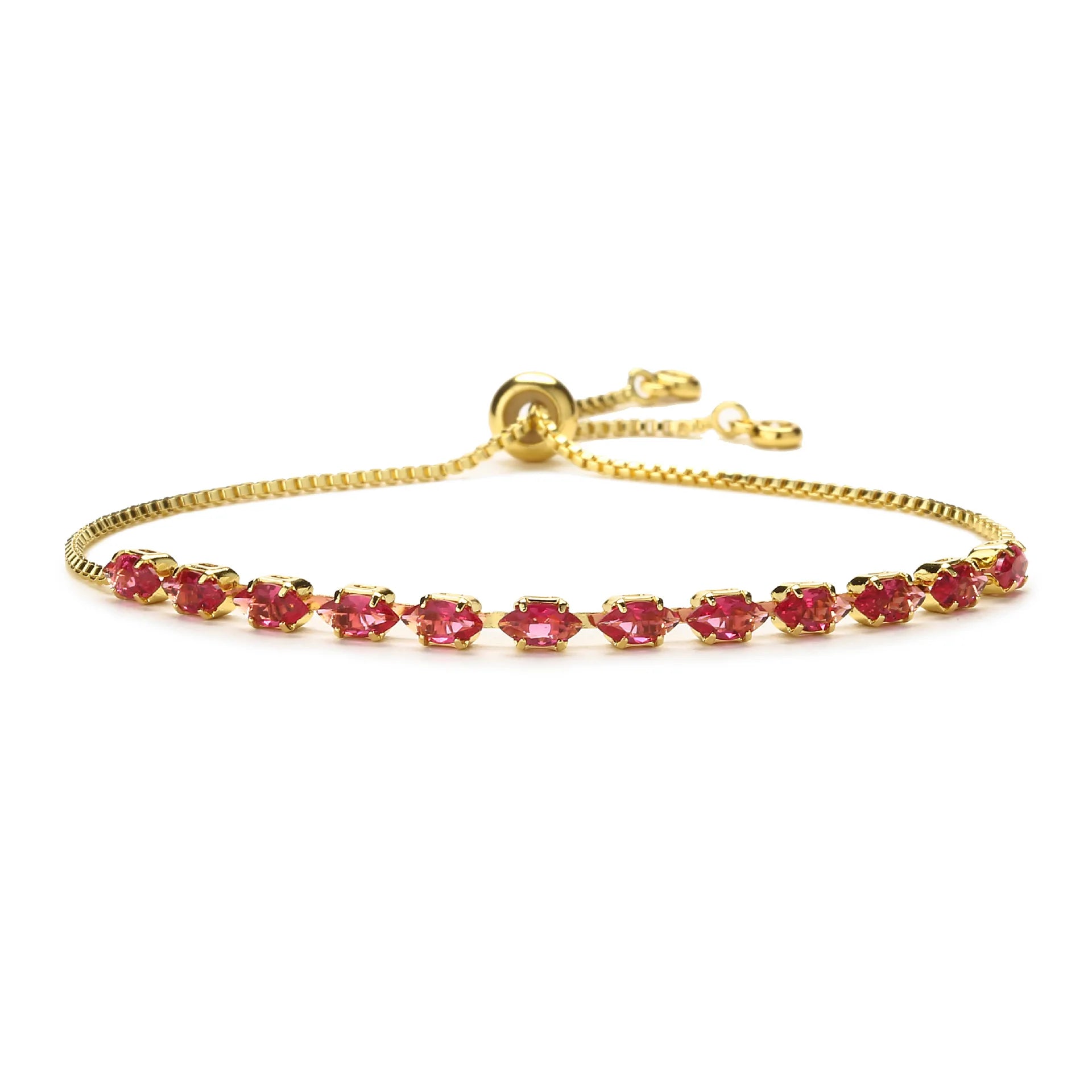 Merryshine Rhinestone Gemstone Gold Plated Cubic Zirconia Adjustable CZ Tennis Chain Bracelet for Women