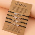 Four Hearts Wrap Cord Make a Wish Bracelet Bangle Jewelry Custom Charms Wish Card Bracelet for Sisters Friends