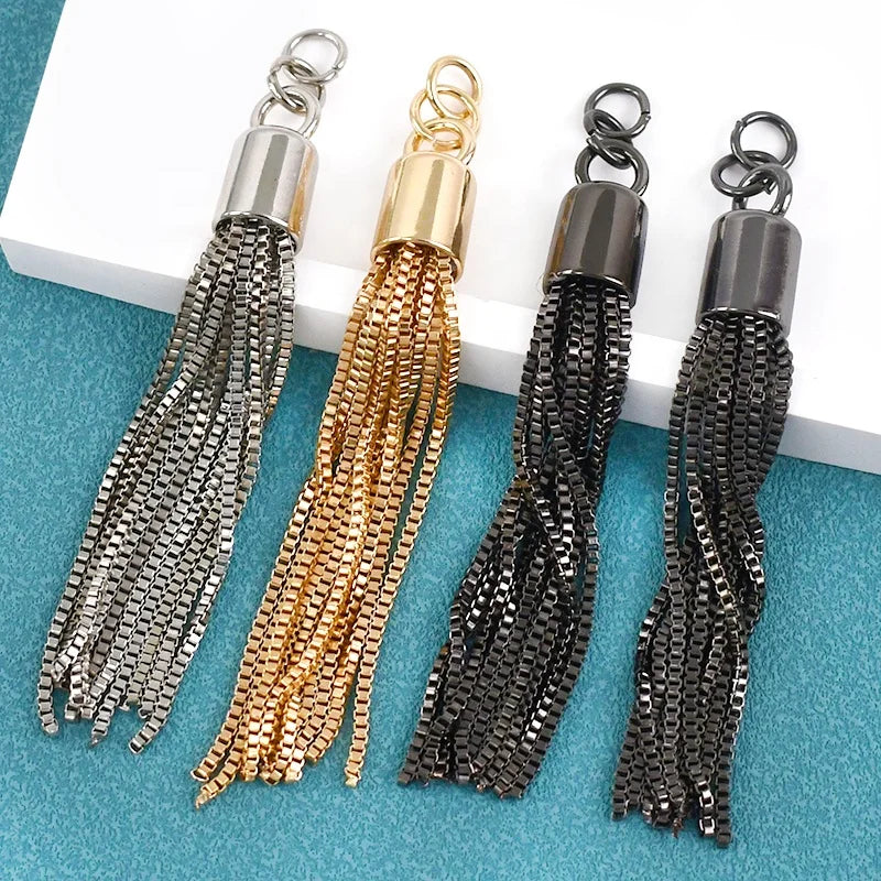 Meetee TF004 95mm Alloy Tassels Keychains Decorative Pendant Buckle for Handbags with Strap Belt Handle Accessories