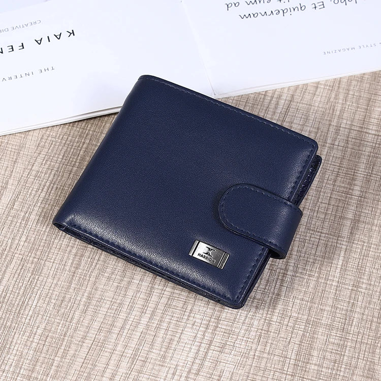 HASSION Custom Simple Cardholders Purse RFID Polyester Lining Open Short Bifold Wallets for Men