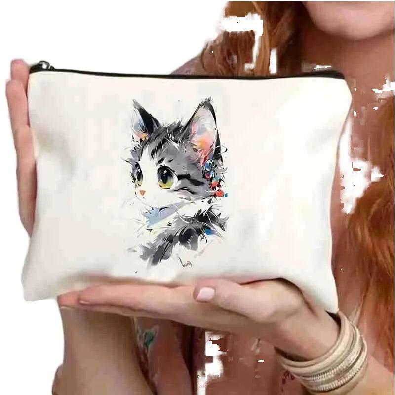 Custom Logo Eco-Friendly Silk Screen Printed Makeup Cosmetic Nail Polish Oil Pouch Recyclable Canvas Zipper Cotton Bag