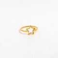 High End 18K Gold Plated Lines Hollow Pentastar Stainless Steel Rings for Women Tarnish Free Jewelry