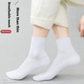 Men's Casual Mid-Tube Mesh Socks White Black Cotton Stockings Sweat-Absorbent Deodorant Spring Autumn Thin Crew Socks-Wholesale