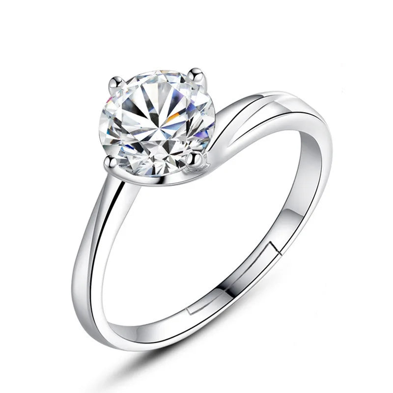 Simple Classic Design Women Accessories Jewelry Pendant Open Adjustable Ring Shining Zircon Diamond Wedding Ring
