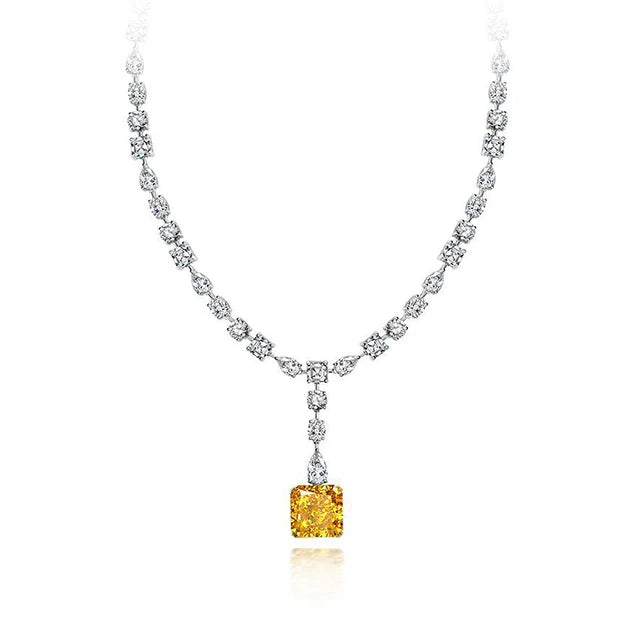 Big Pendant Design Jewelry Sterling Silver Chains Cubic Zirconia CZ Diamond Pendant Necklace for Women