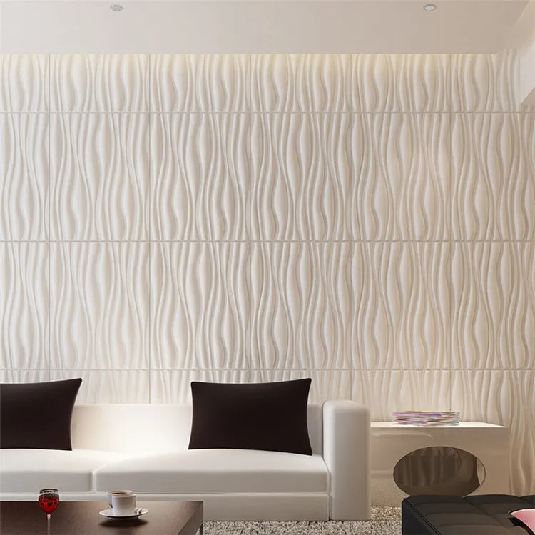 UDK Classic Design Art Wall Panels Matte White 50cm*50cm 3D PVC Board for Home Hote Wall Decor