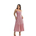 KY Summer Fashion Ladies Casual Dress Elegant Striped Halter Sleeveless Design