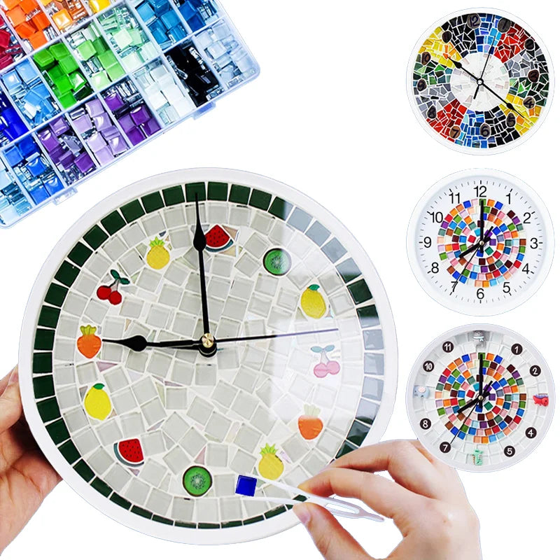 Mosaic Fruit Wall Clock DIY Silent Clock Kits for Bedroom Decor Arts and Crafts Supplies for Kid