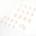 Trendy Pink Flower Nail Art Short Press-On ABS Nails for Women Convenient Design for Finger Application