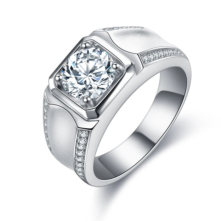 Men's 925 Sterling Silver Moissanite Ring Pass Diamond Tester 1 Carat Hot Sale