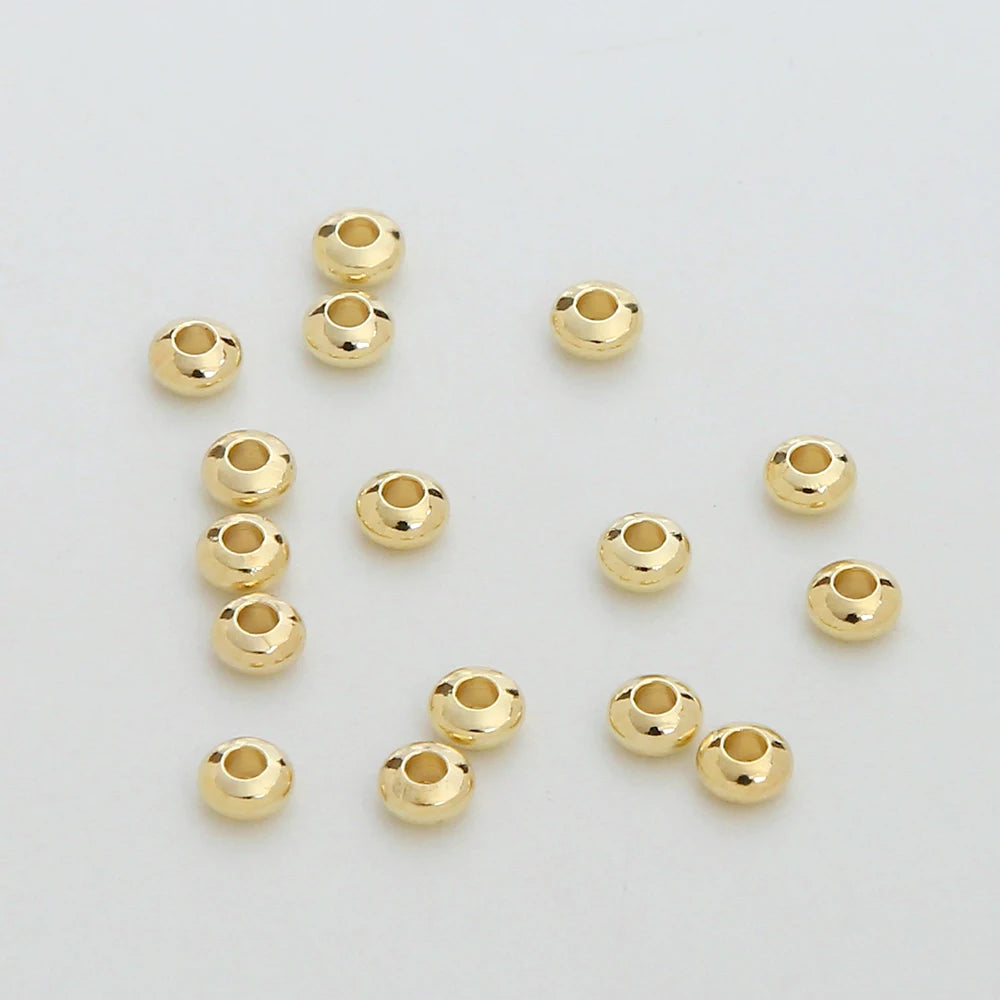 Glossy Loose Beads for Jewelry Making DIY Bracelet Small Gold Beads 14K Gold Plated Brass Abacus Beads