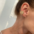 Vintage Design Metal Face Shaped Sunflower Clip-on Earrings for Women Trendy Ladies Earrings Wearing Accessories Fashion Jewelry