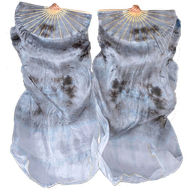Elegant Chinese Style Silk Bamboo Folding Fans Unique Tie Dye Veil for Adult Oriental Belly Dancing Performance Wear