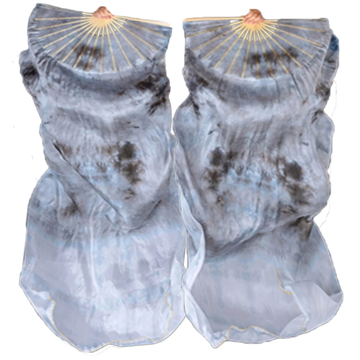 Elegant Chinese Style Silk Bamboo Folding Fans Unique Tie Dye Veil for Adult Oriental Belly Dancing Performance Wear