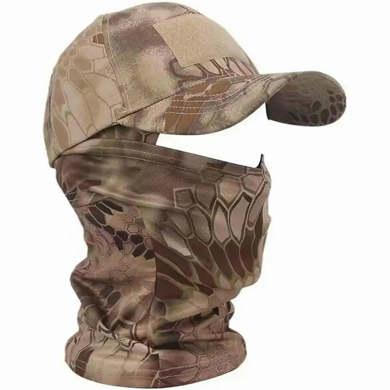 Custom logo Camouflage Sport Hat Cooling Sun UV Neck Gaiter Adjustable Fishing Baseball Cap Mask Set