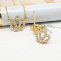 AU750 Crown Earring Necklace Brazilian Jewelry Sets Dubai 18k Solid Gold for Wedding