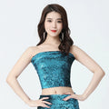 Sequin Strapless Chest Hugging Top Sexy High Stretch Performance Wear for Nightclub Stage DS Costume