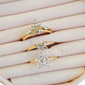 Ilona 18K Gold Plated CZ Flower Ring Set Marquise Cut Crystal Petal Adjustable Stackable Ring Women Dainty Daily Jewelry