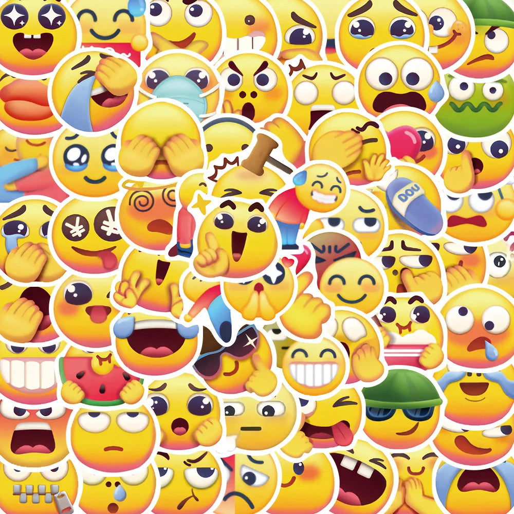 Newly 69PCS Funny Meme Decals Emotion Smile Face Yellow Cartoon Emoticon Sticker