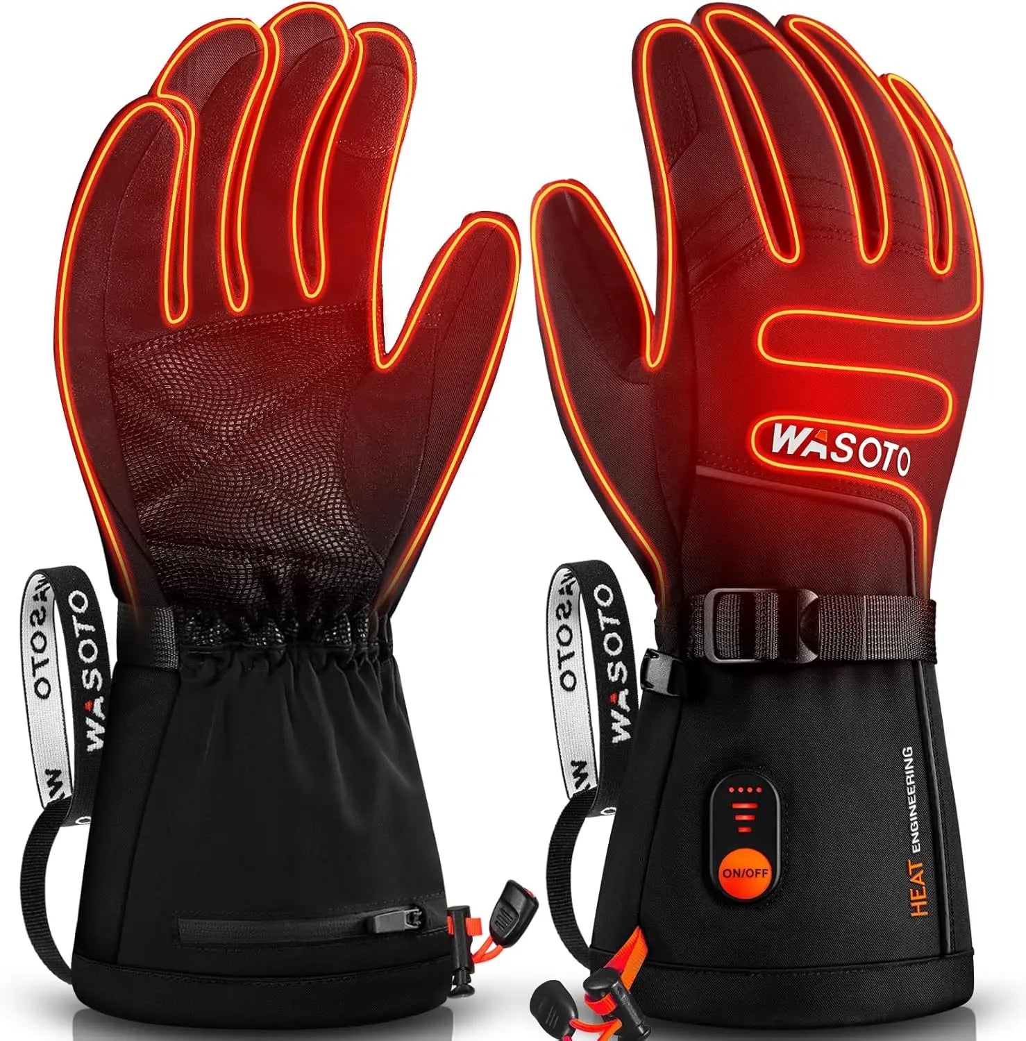Custom 7.4V 6000mah Hand Warmer Ski Gloves Rechargeable 6000mah Winter Snowboard Gloves for Men Women Self Heating