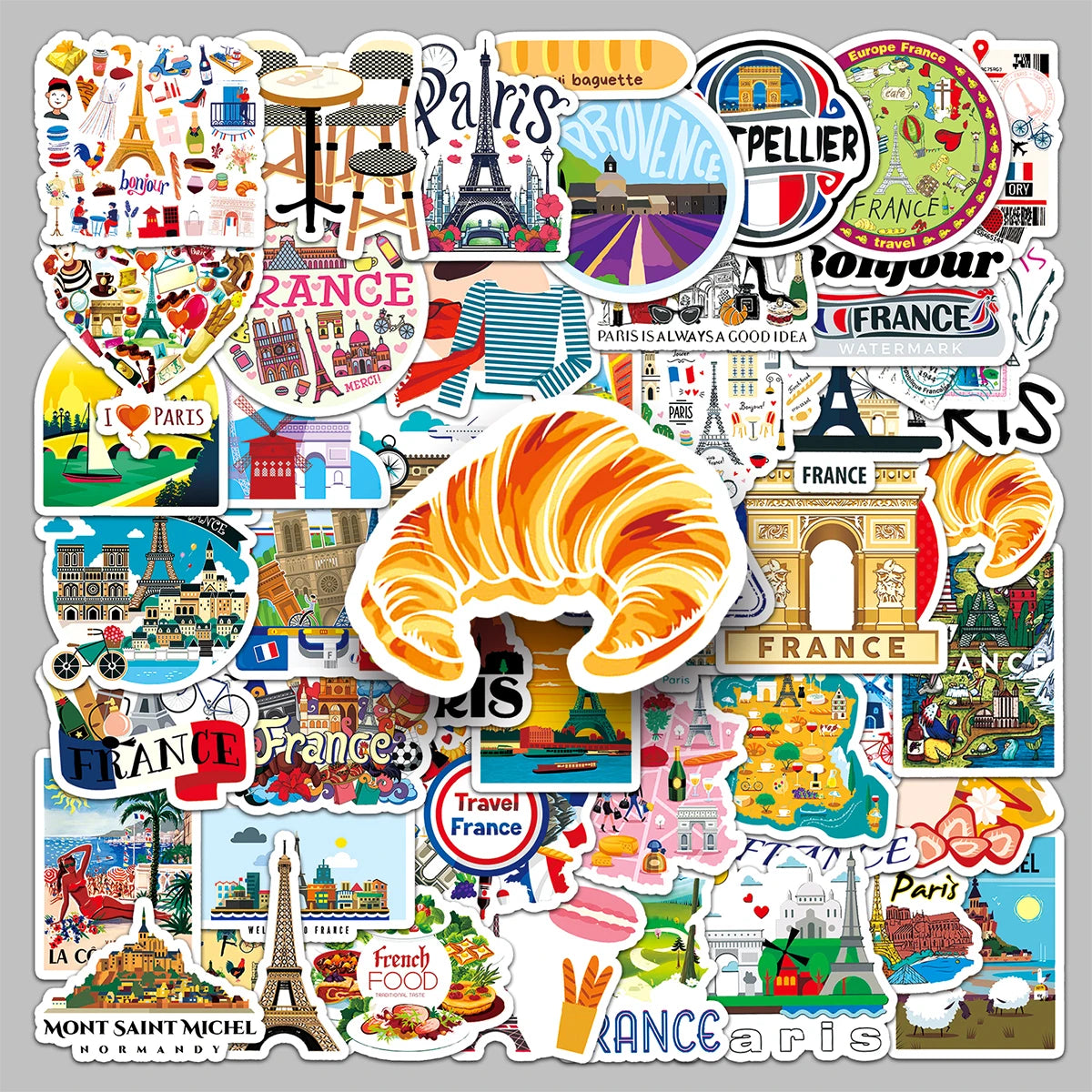 50PCS Factory Hot Selling Waterproof Die Cut Decorative France Stickers for Motorcycles & Gifts