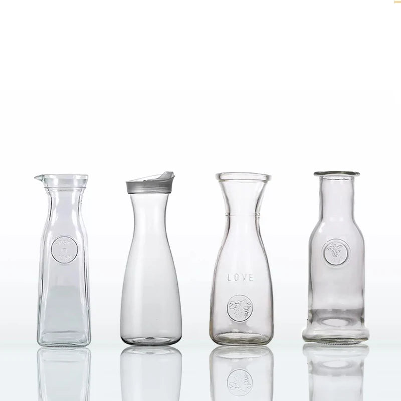 Factory Sale 250ml 500ml 1 Liter Glass Beverage With Plastic Lids Narrow Neck Wide Mouth Juice Water Glass Bottle