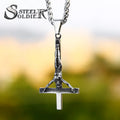 SS8-717P Steel Soldier Stainless Steel Pendant and Cross Serenity Prayer Necklace Religious Titanium Steel Jewelry for Men Women