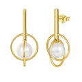 RINNTIN GPE93 Elegant Metal Ball Round Circle Drop Earrings for Women Simple Pearl 925 Sterling Silver Earrings Jewelry