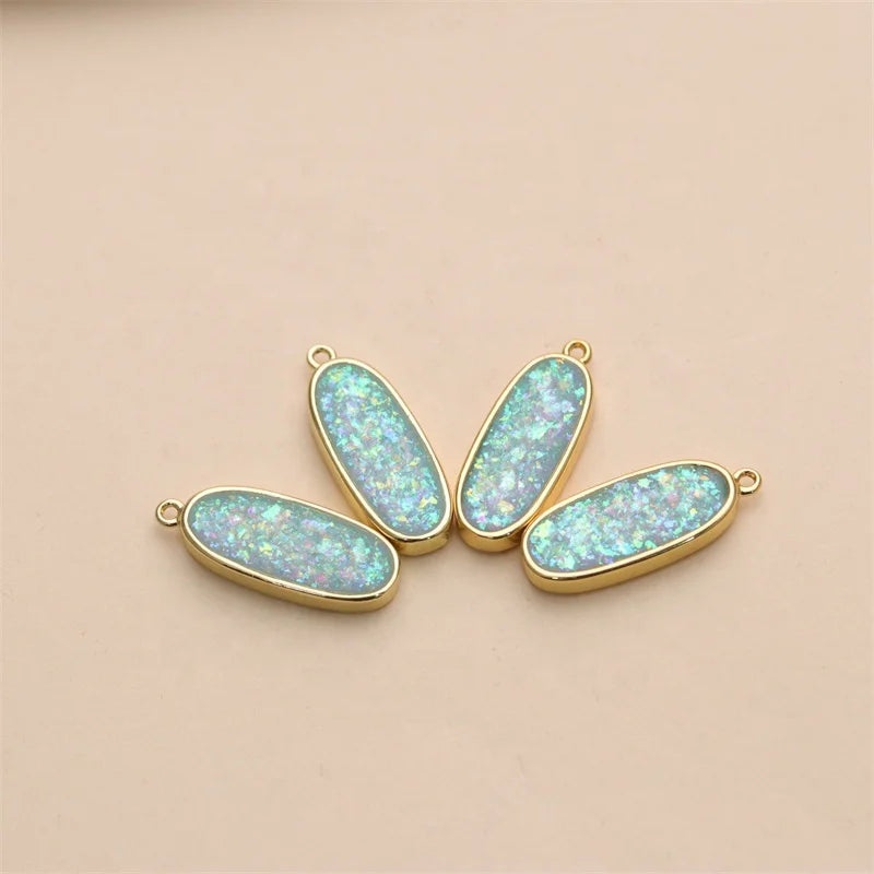 Factory Price New Design Fantasy Color Imitated Opal Rectangle Bling Bling Pendant Necklace