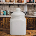 Classic White Rectangle Ceramic Coffee Tea Sugar Canister Big Capacity Pottery Pot for Kitchen Use