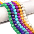 Natural Stone Gold Thread Turquoise Synthetic Blue Green Turquoise Loose Round Beads for DIY Semi-finished Handmade Making