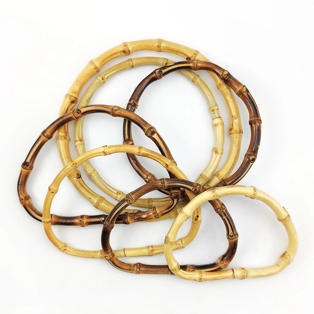 Deepeel BF066 Handcrafted Handbag Leather Bag Handles Accessories O D Ring Bamboo Bag Handle Purse Frame Round Handles
