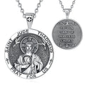 Merryshine Silver Saint Jude Medal Pendant Necklace Holy Jesus Death Spirit Man Medallion Pearl Religious Praying Medalla De
