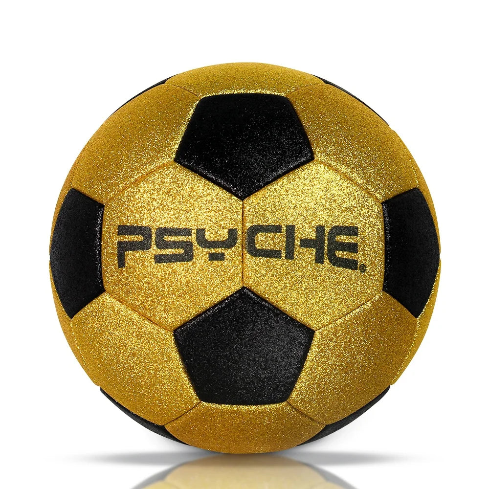 PSYCHE Soccer Football Shiny Gold Black Fashion Design Official Size 5 Made of PU Leather-Christmas Gift for Holidays