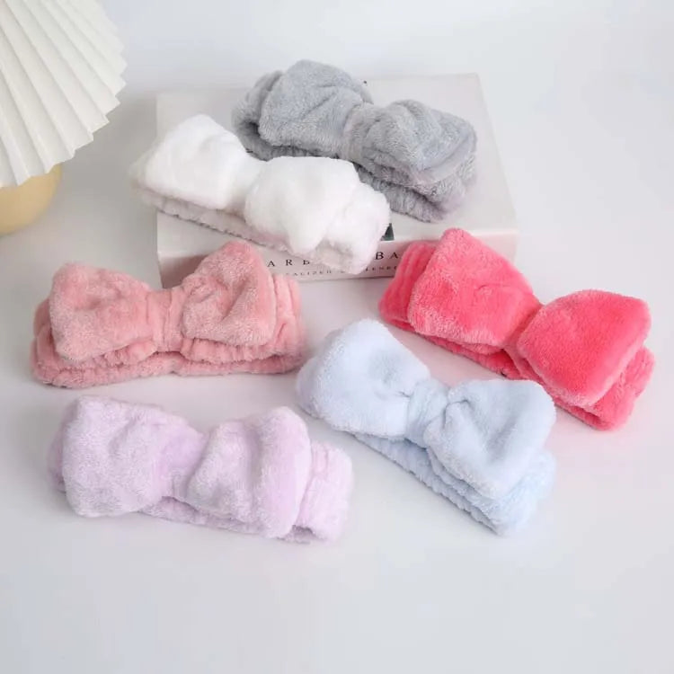 Hair Accessories Elastic Velvet Headbands Soft Fleece Bowtie Makeup Spa Headbands for Women