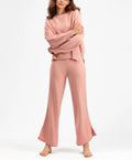 2025 New Fashion Casual Knitted Suit Pants Women's Loose Sweater Wide Leg Trousers Two-Piece Set