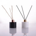 Cylinder 200ml Round Empty Reed Diffuser Glass Bottle Black Color Unique Apothecary Bottles with Metal Lids