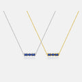 FUAMAY 925 Sterling Silver Trio Zircon Necklace Minimalist 18K Gold Plated Blue Zircon Bar Necklace
