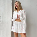 Spring Autumn Fashion Love Printed Pajamas Two Piece Set Casual Soft Cotton Short Women Home Clothes