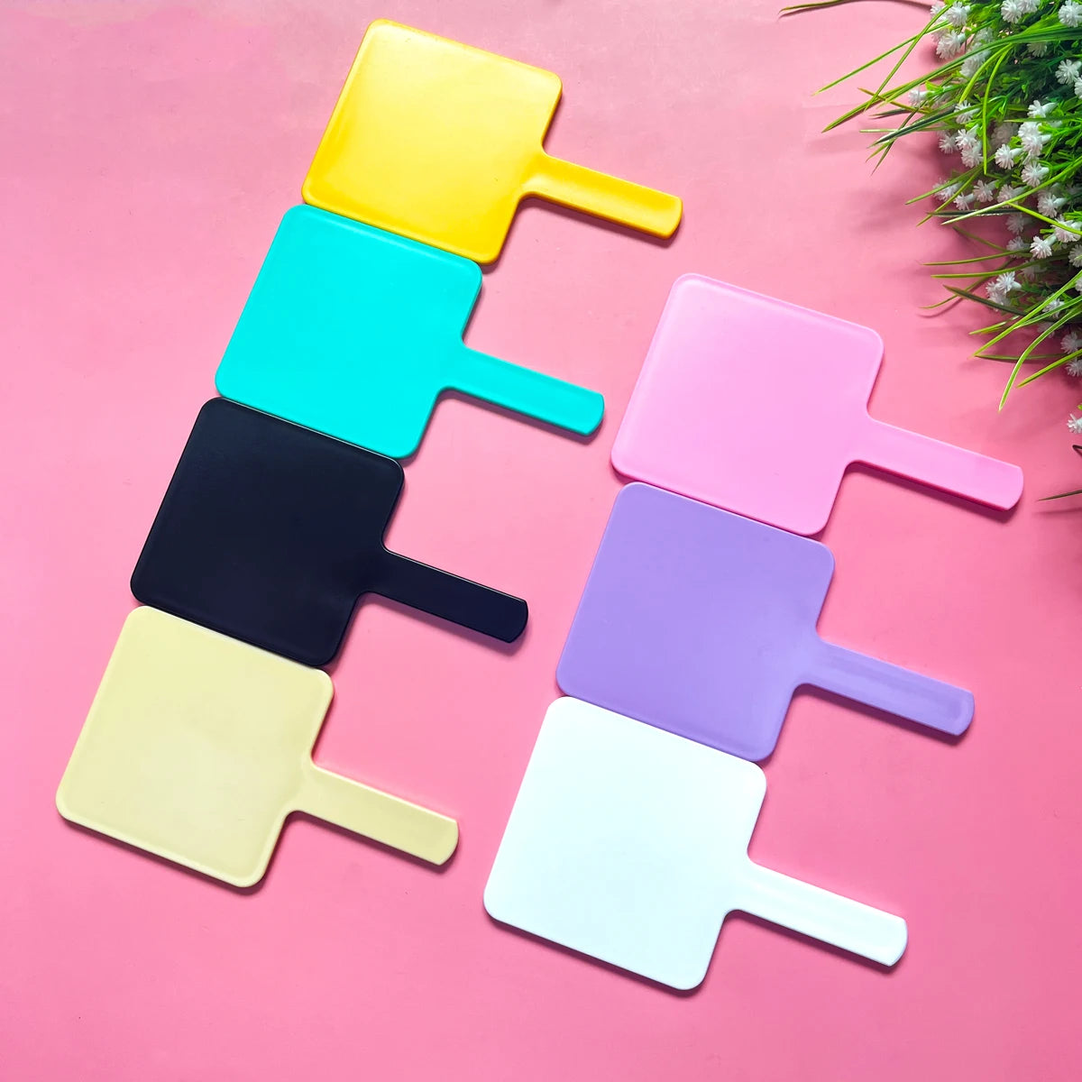 Wholesale Lighted Single Sided Mini Handheld Square Custom Logo Personalized Private Label Cosmetic Mirror Magnifying Feature
