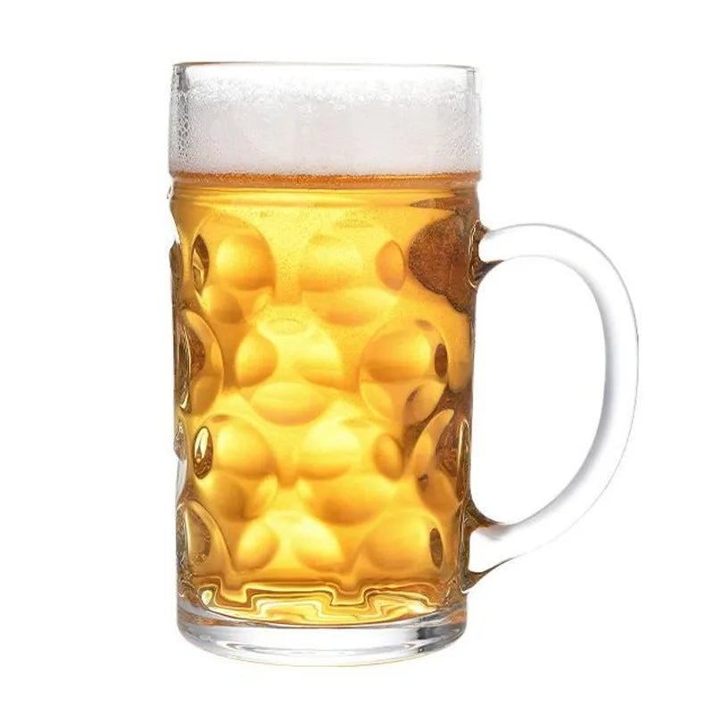 Custom Logo 1L Oktoberfest German Beer Mug Classic German Beer Stein with Dimpled Shape With Handle