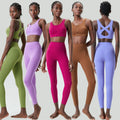 1Pcs Set Factory Liquid Adhesive Strong Support Yoga Suit Set for Women Shock Resistant Running Fitness Tight Fitting