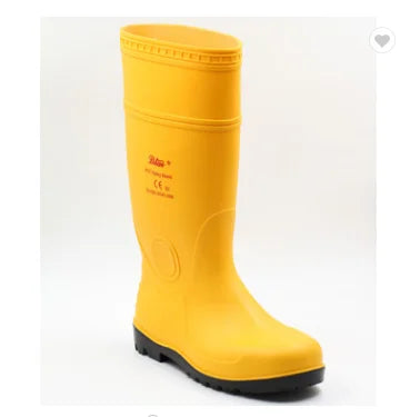Men's Waterproof Rain Boots in Yellow and Blue Custom Logo Accepted Budget-Friendly PVC Shoes with Toe Caps Safety Rain Boots
