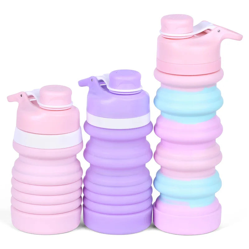 Custom Logo Hot Kids Silicone Drinking Bottle Collapsible Insulated Sports Water Bottle