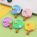 Cute Small Heart Pattern Colorful Simulated Flat Back Resin Lollipop for Craft